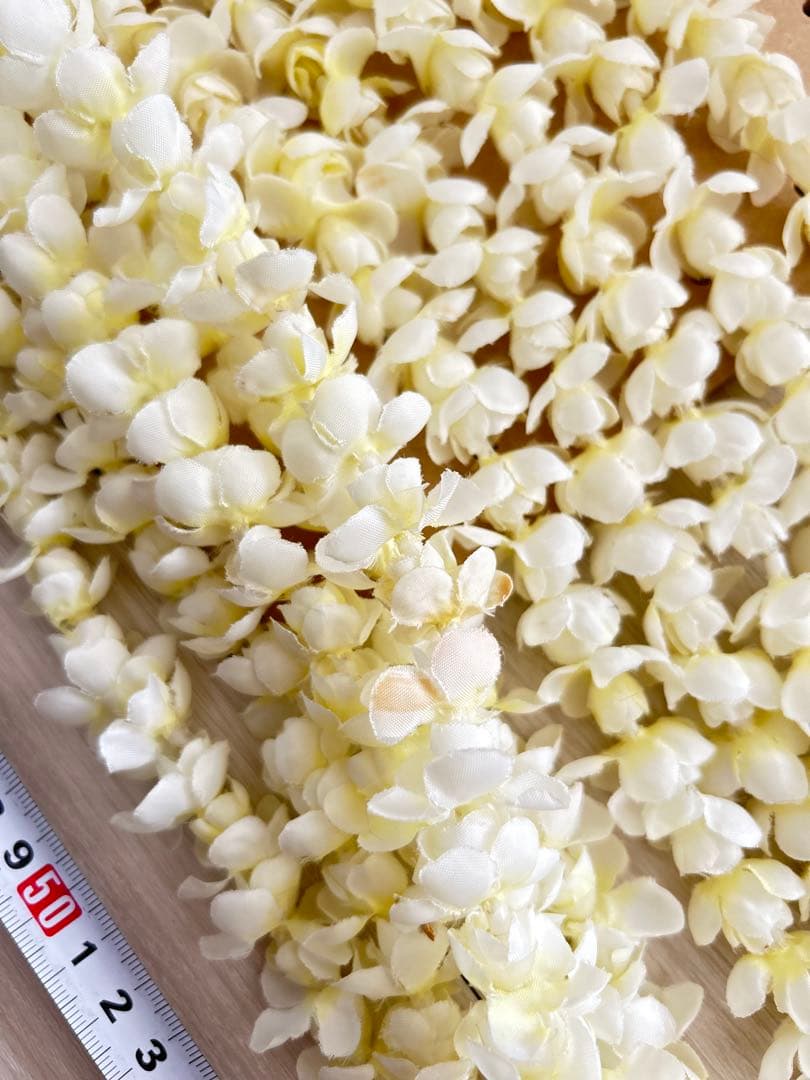 3058. フラダンス　タヒチアン　レイ　フラワーレイ　ピカケ　5連　ホワイト系