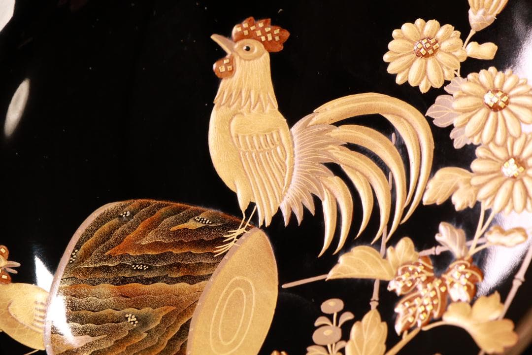 tatsuya　BJ133　時代輪島　加賀蒔絵　鶏図　吸物椀　十一客　木製