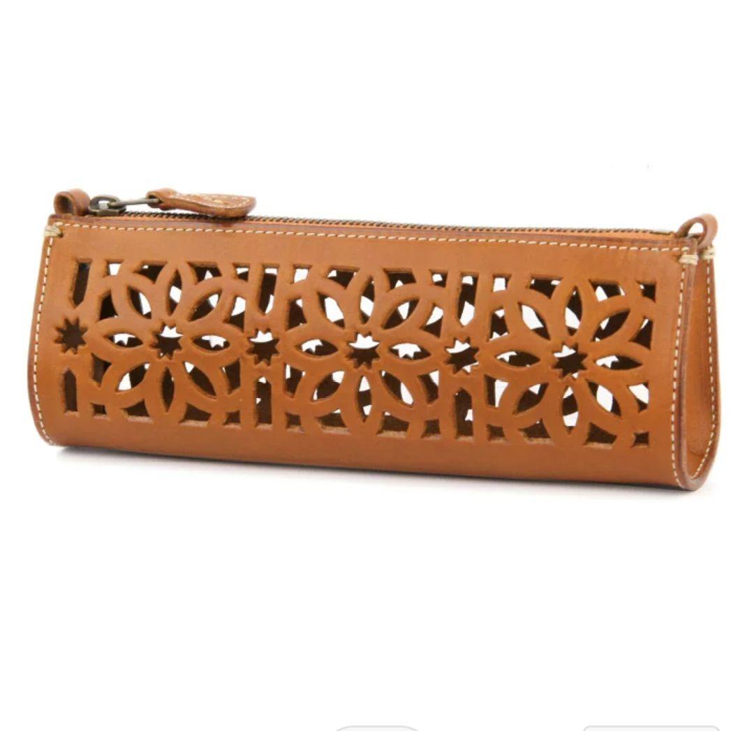 ゲンテン カットワーク ペンケース ブラウン 新品未使用 genten