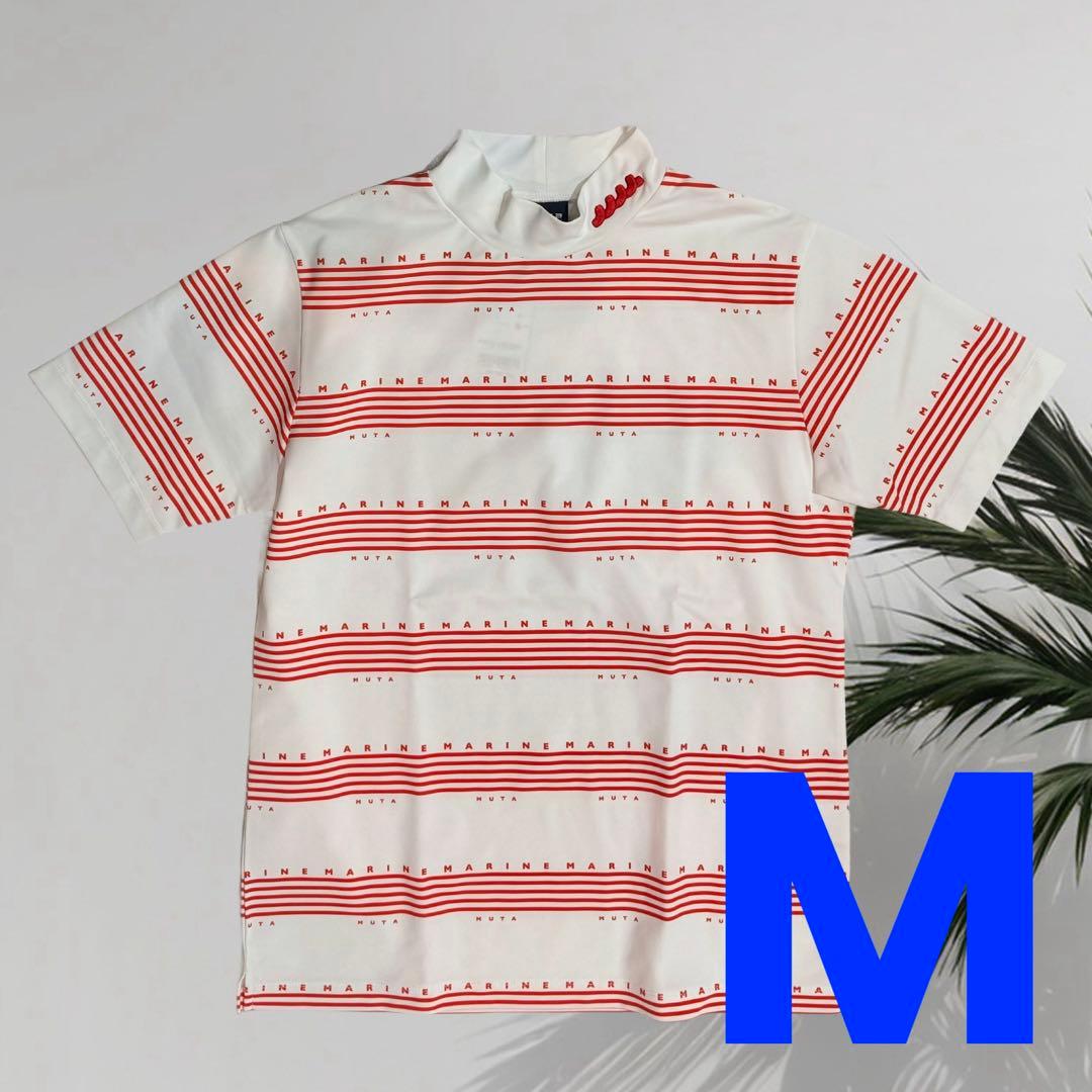 【新品】ムータマリン　ゴルフウェア　メンズ　半袖　モックネック　赤　M