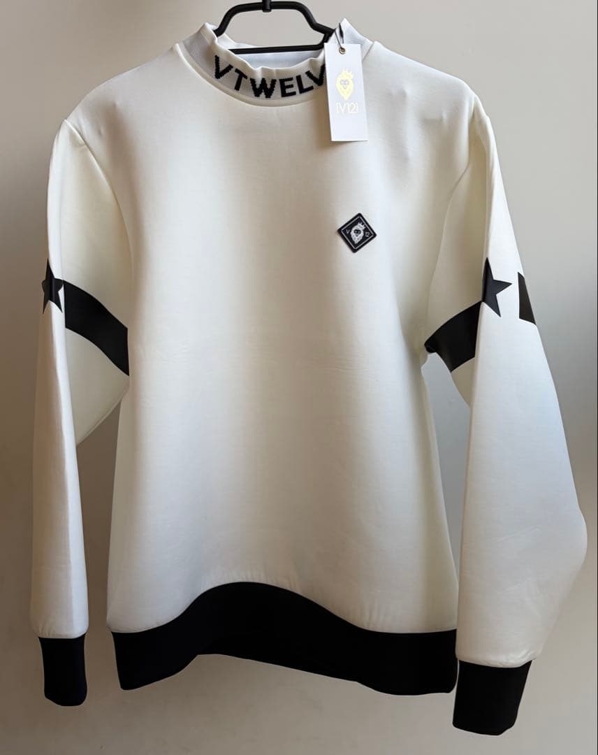 V12 ヴィ・トゥエルブ ホワイト 長袖 モックネック スウェット L 新品