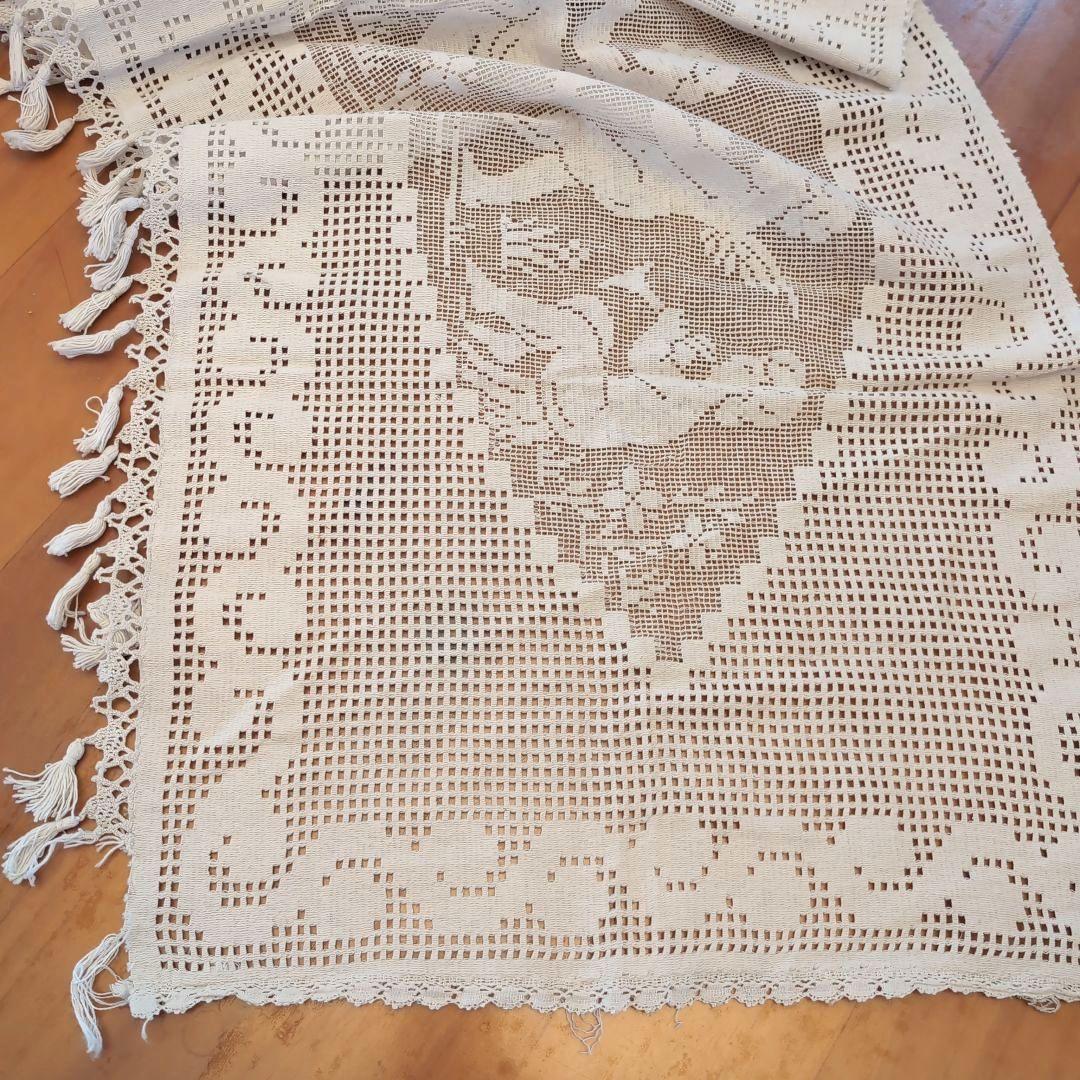 フランス　アンティーク　クロッシェレース　カーテン　エンジェルフィレレース