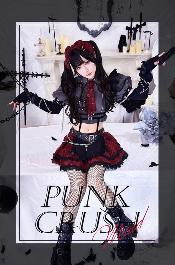 Malymoonガーリーチェックパンククラッシュメイド マリームーン