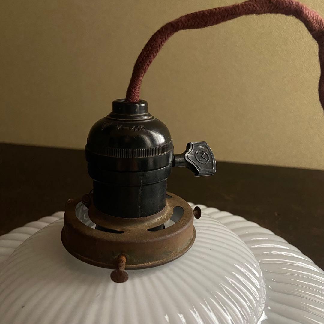 大正浪漫　電笠　乳白ガラス　アンティーク　天井照明