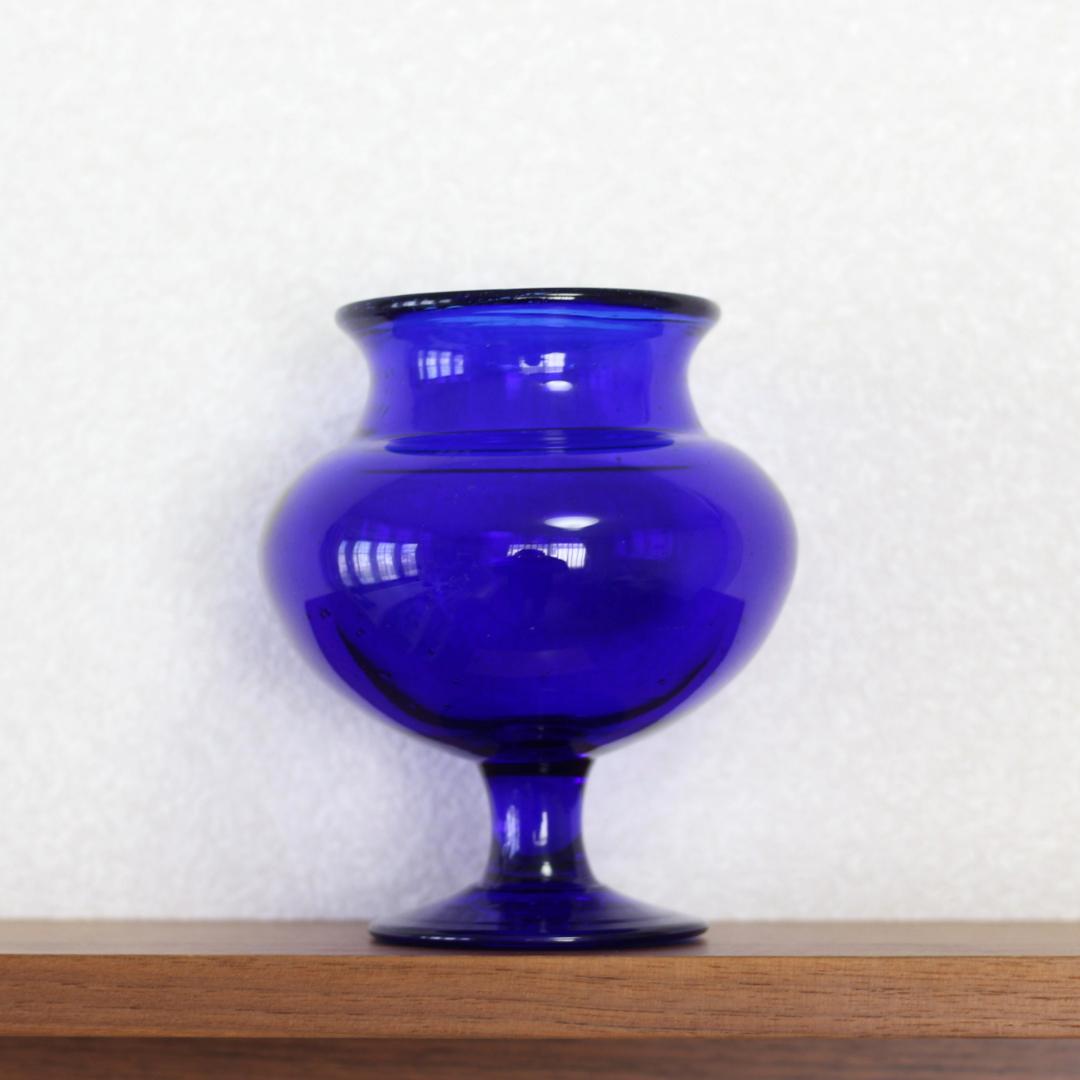 【貴重・サイン入り】エリックホグラン　Erik Hoglund　ブルー 花器花瓶