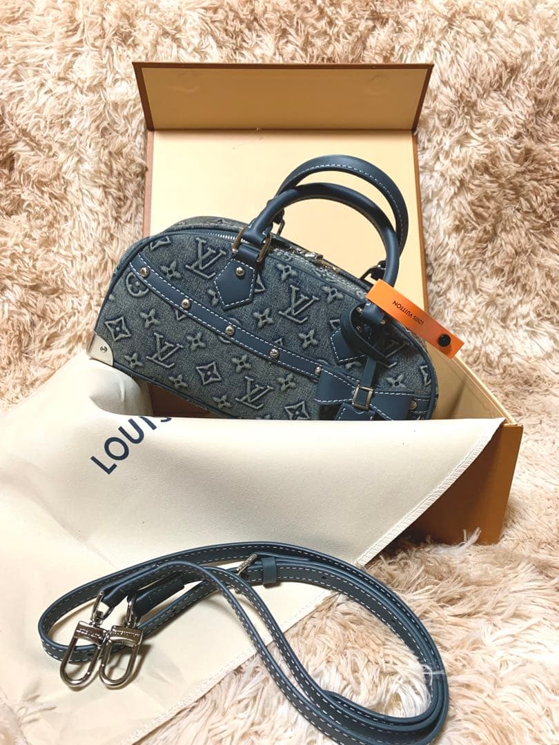 本日限り　デニムミニボストン　ショルダー付き