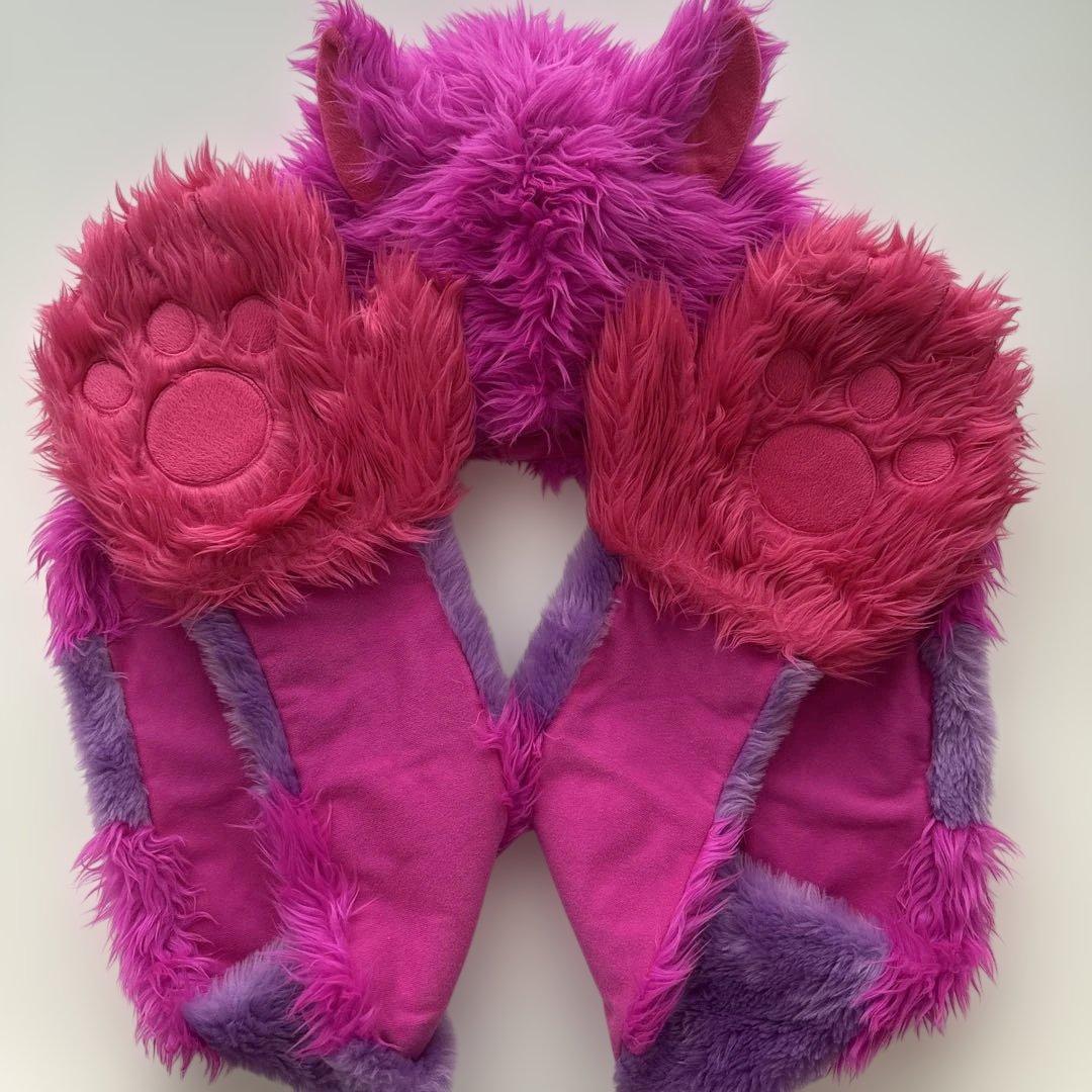 ディズニー　チェシャ猫　ファンキャップマフラーとヘアバンド　二点セット