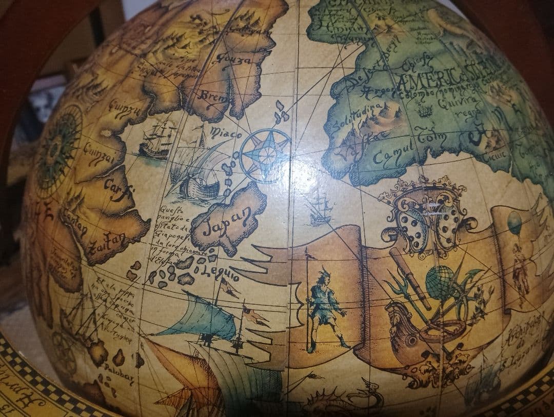 木製古地図風地球儀