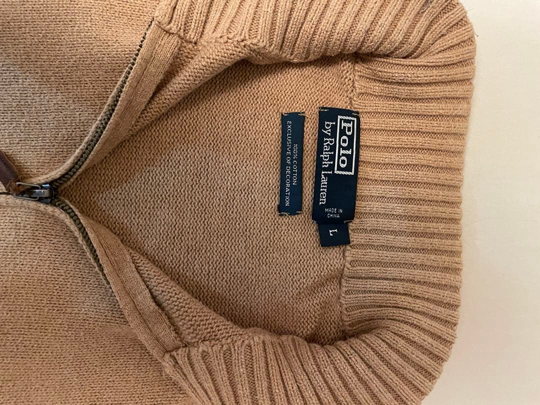 古着　ポロ　ラルフローレン　刺繍ロゴハーフジップ ニットセーター