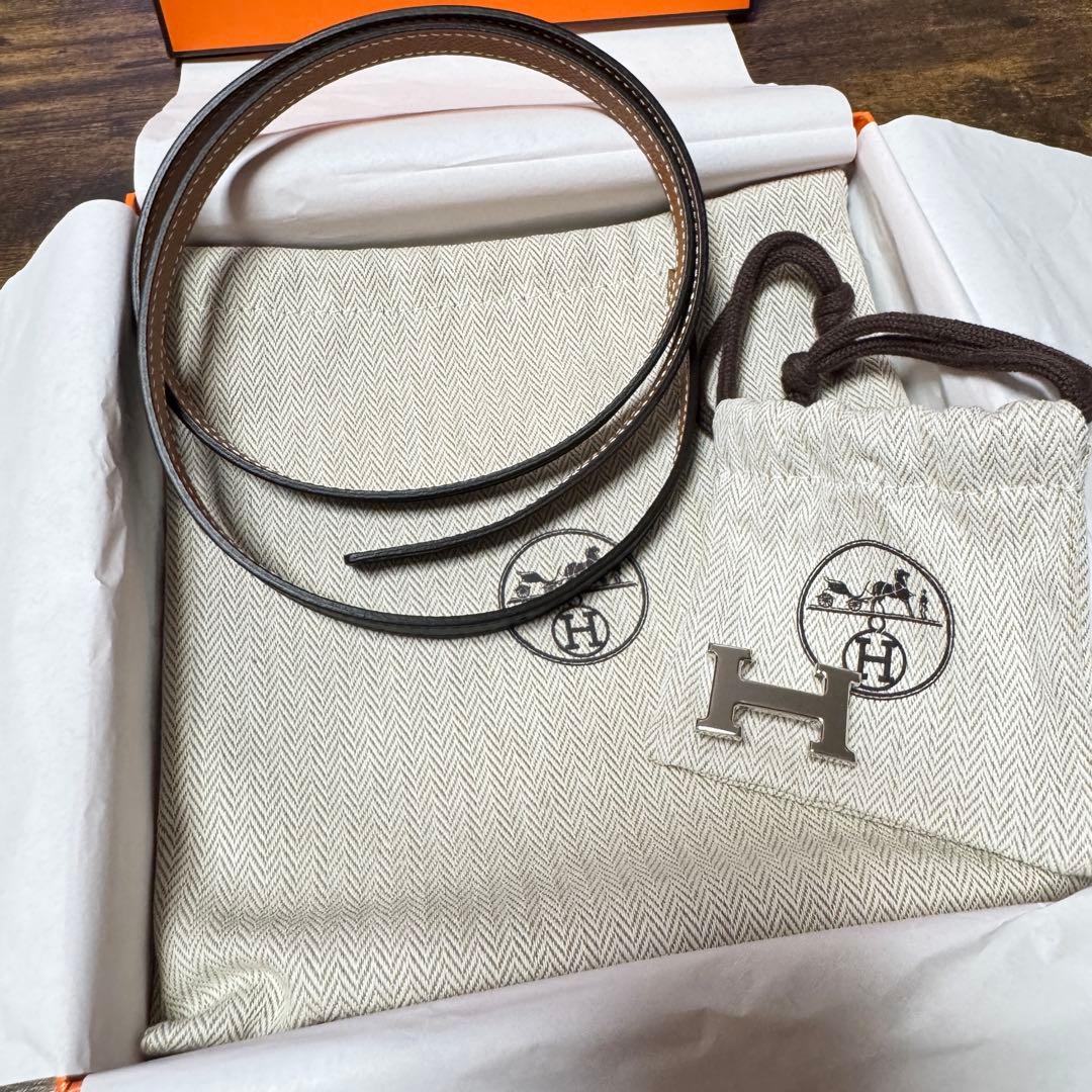 ☆未使用品☆HERMESレザーベルト(黒/ゴールド)＆バックル (ミニH)