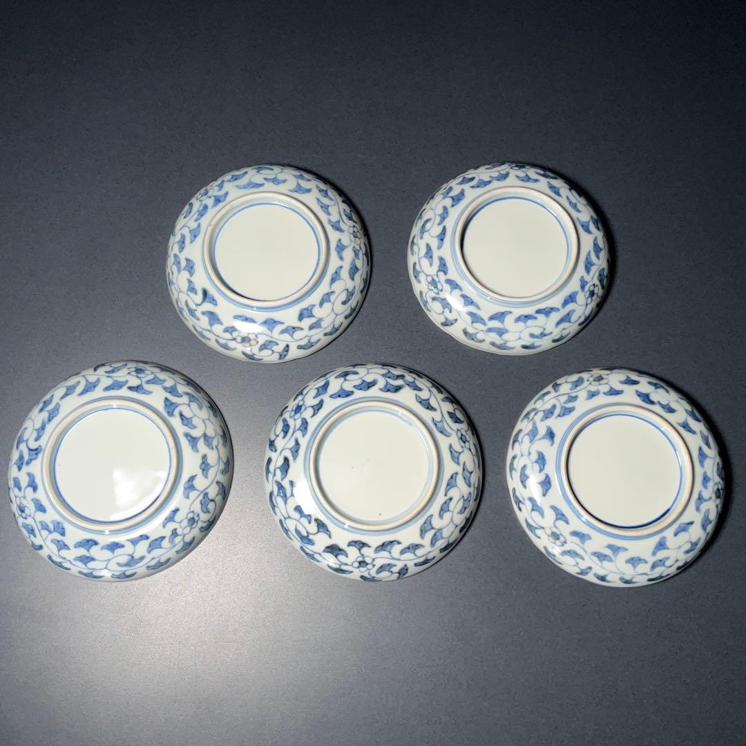 伊万里金襴手 花籠図小皿５枚組　桐箱付　∅11　骨董　古伊万里　R1292お12