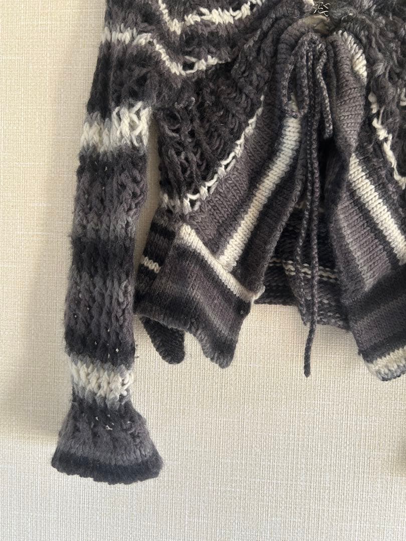 トップス PERVERZE Face Hand Knit Cardigan / Gray