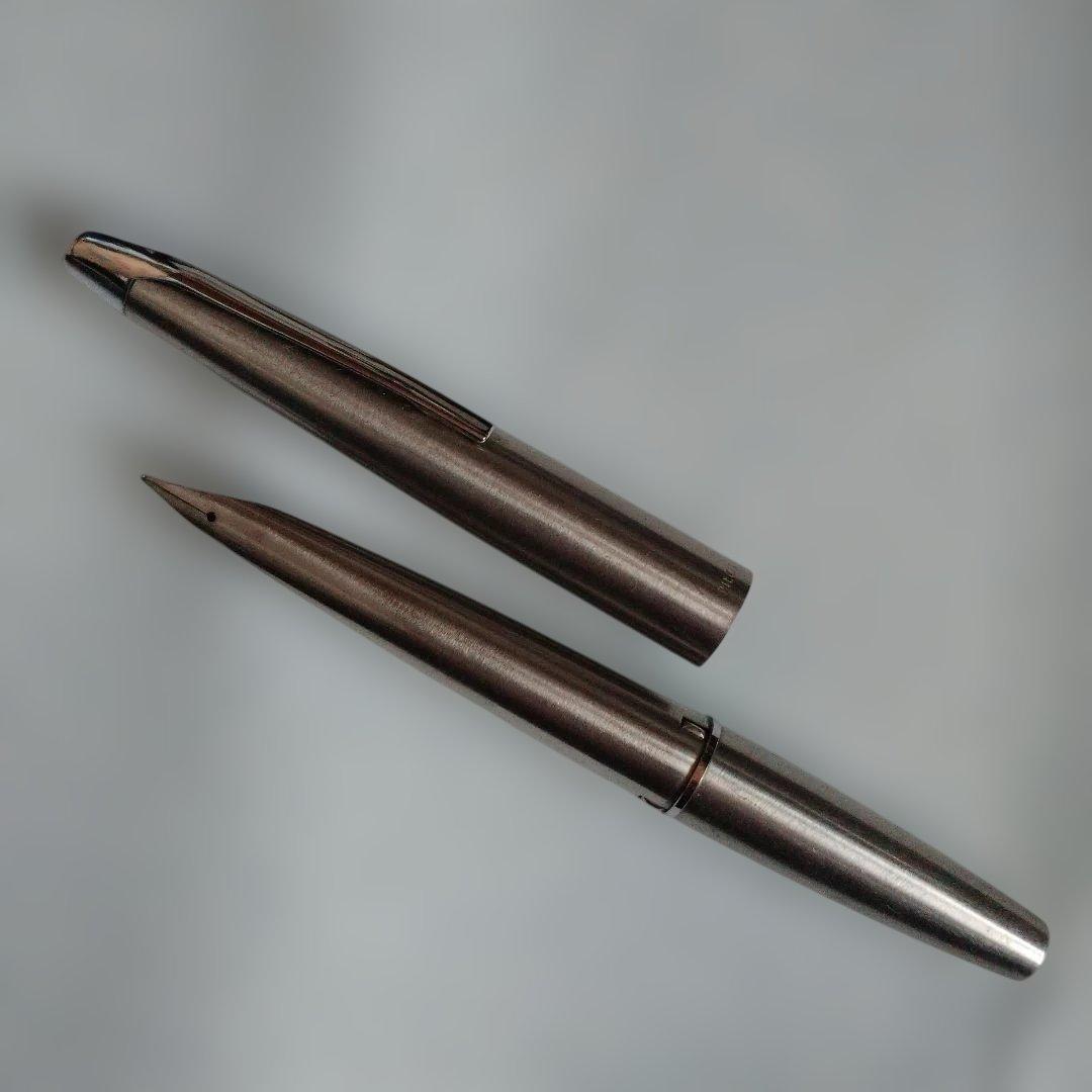 シルバー 万年筆 キャップ式 細字 PILOT ペン一体型 F H372