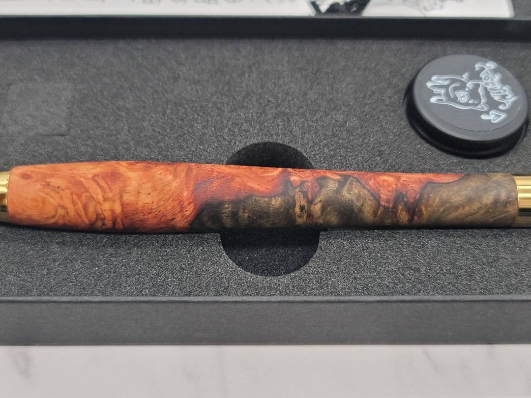 新品　こぶた工房　極上+花梨瘤　赤青　金金具　シャープペンシル0.5