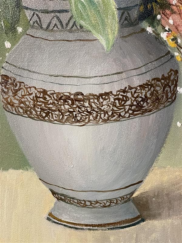 「真作」小宮山恒男「花」静物画　油彩画　額装　サイン有り　F10号