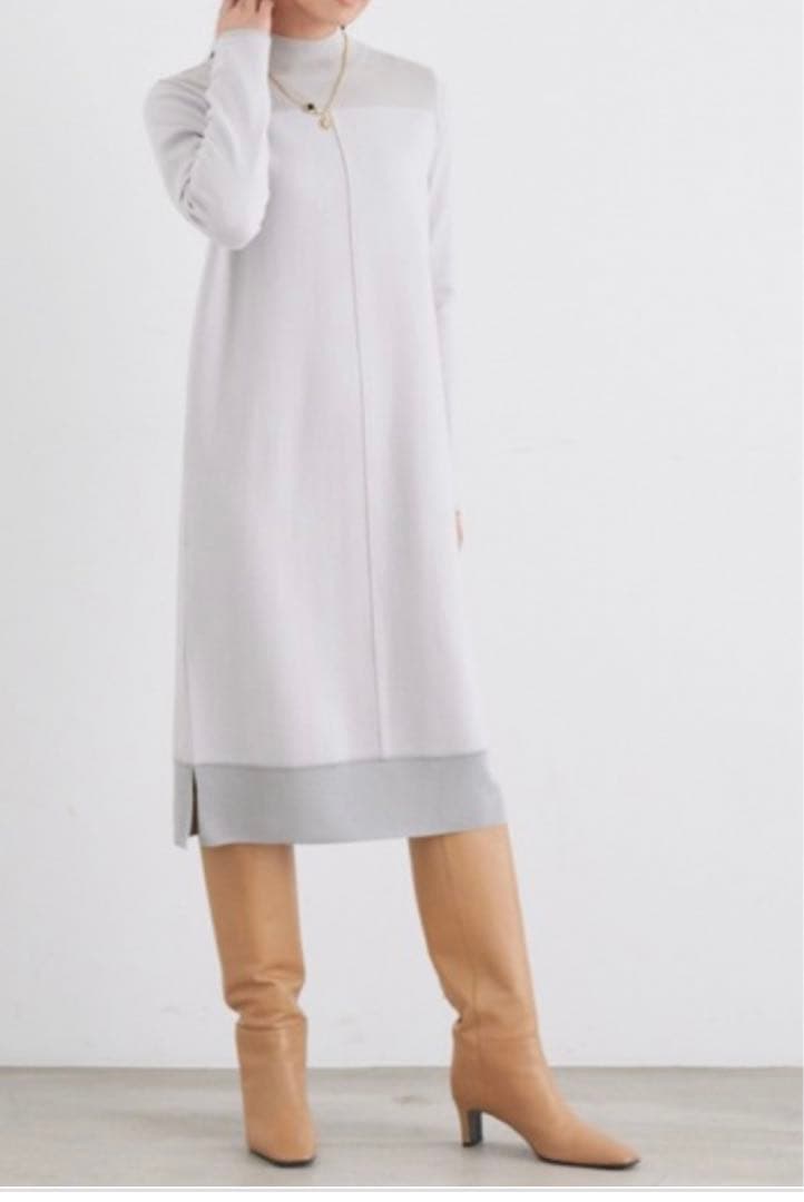 ANAYI スムースジャージーニットコンビワンピースグレーサイズ38 週末値下げ