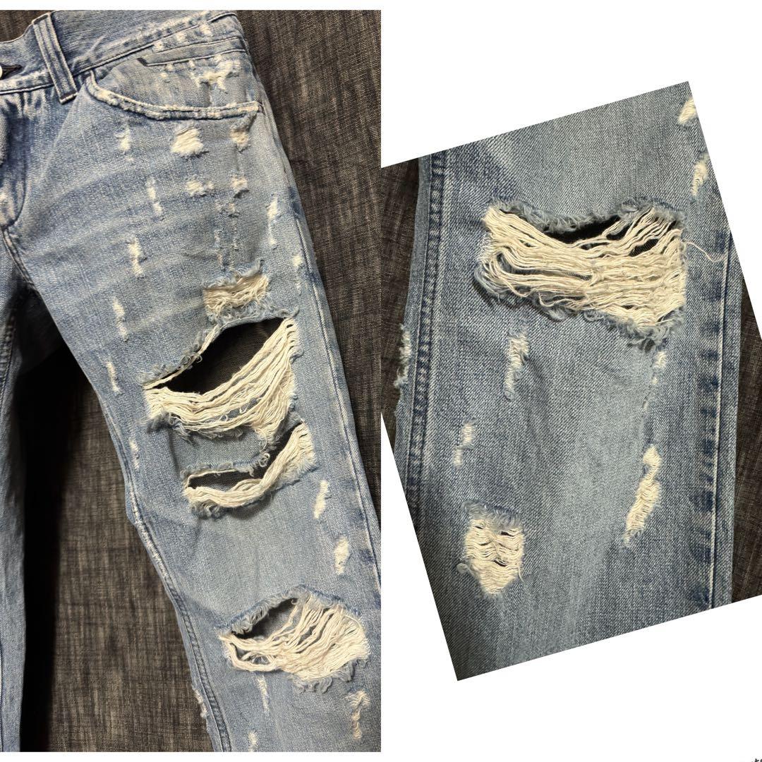 DOLCE&GABBANA ハードダメージ加工　デストロイデニム　ジーンズ　ロゴ