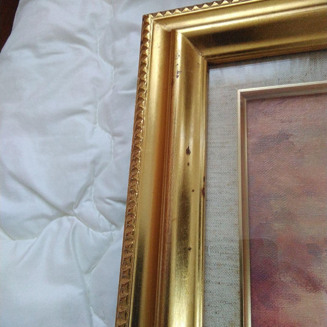 馬の油彩画 金色フレーム