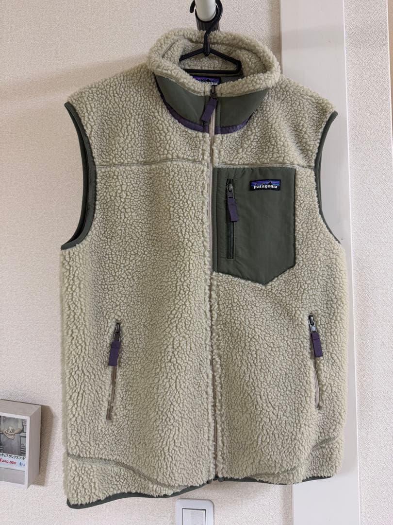 patagonia フリースベスト Sサイズ クリーム&グリーン　美品　数回着用