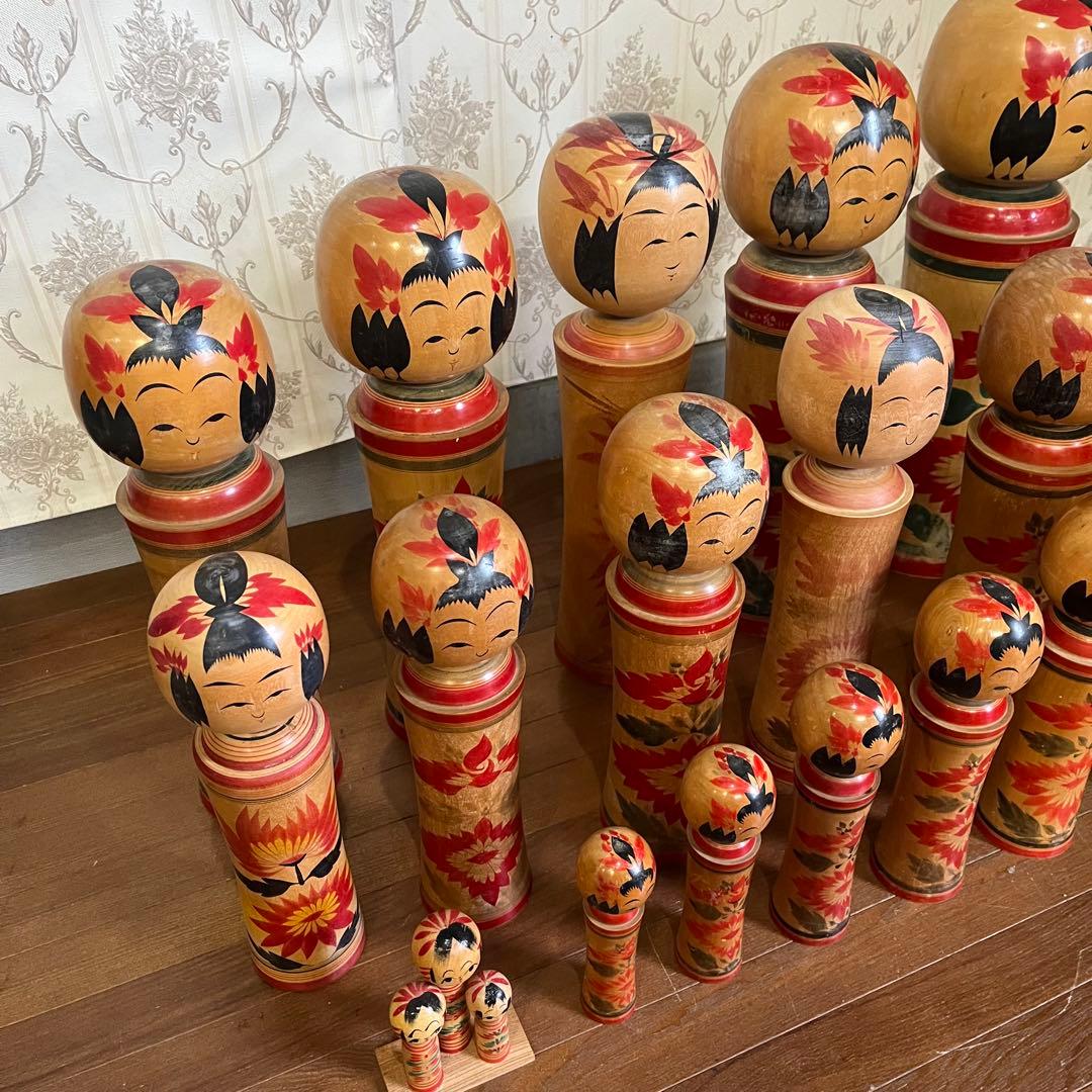 【アンティーク】創作こけし コケシ 18本まとめ 工芸品 置物 民芸品 小芥子