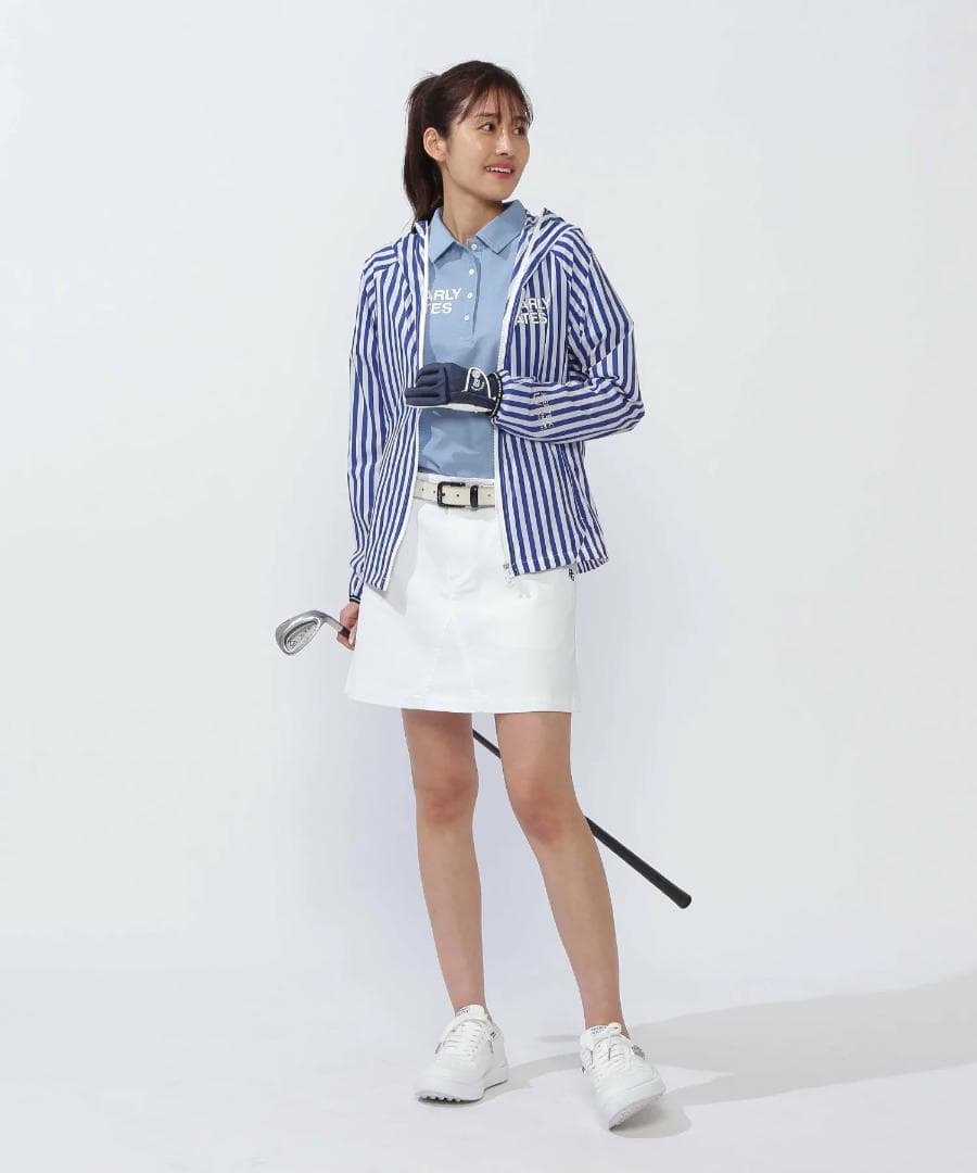 未使用 タグ付き パーリーゲイツ フーディブルゾン ストライプ 2 L ブルー青