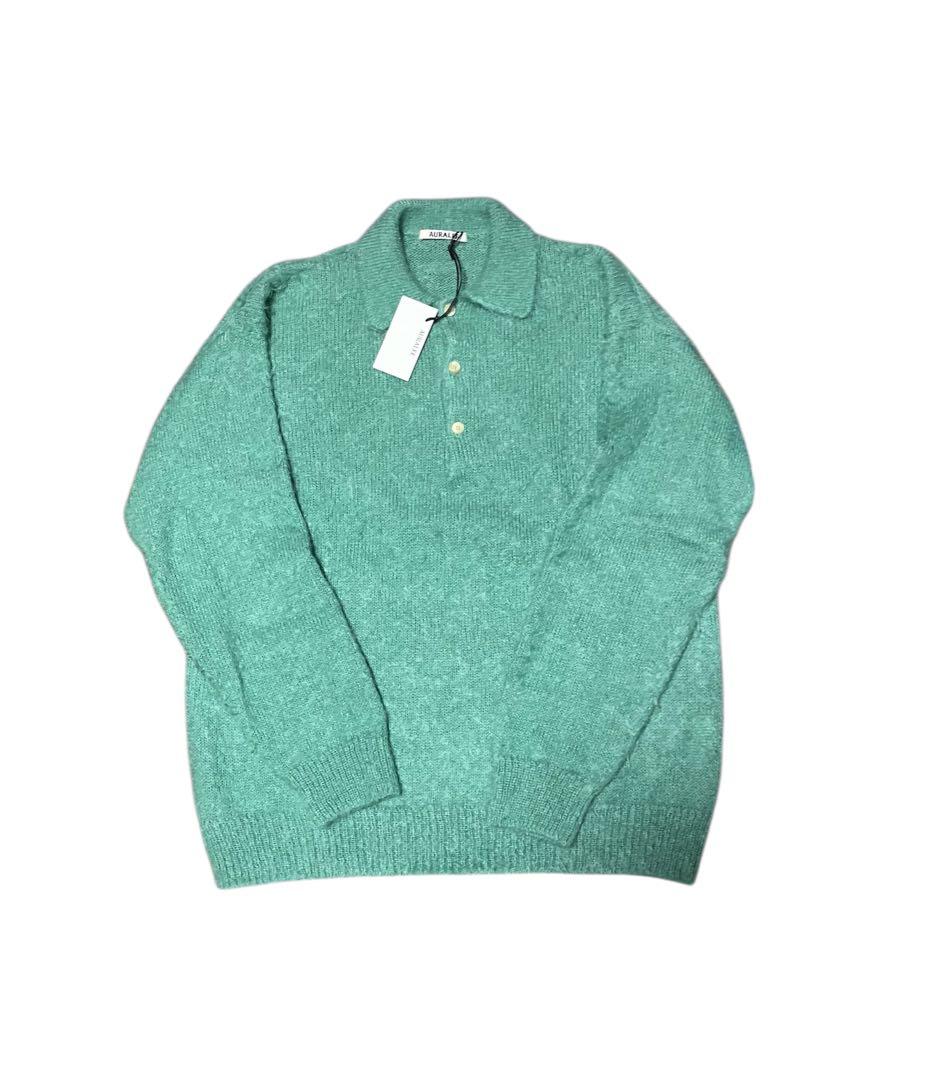 【AURALEE】BRUSHED SUPER KIDMOHAIRニットポロ