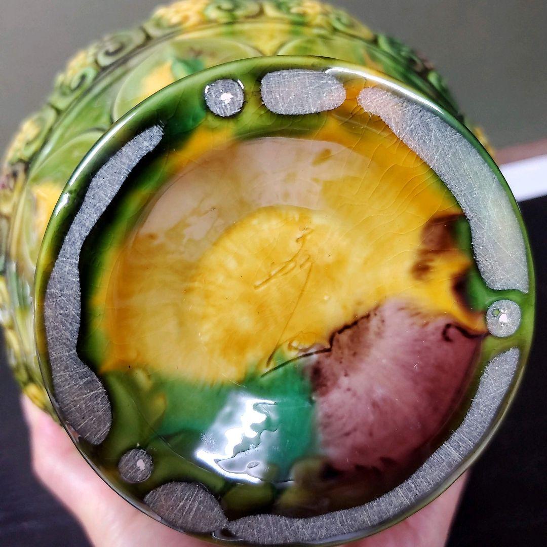 （611）✿特価★十三代横石嘉助★長崎三彩★鳳首瓶★破魔オマケ付き★