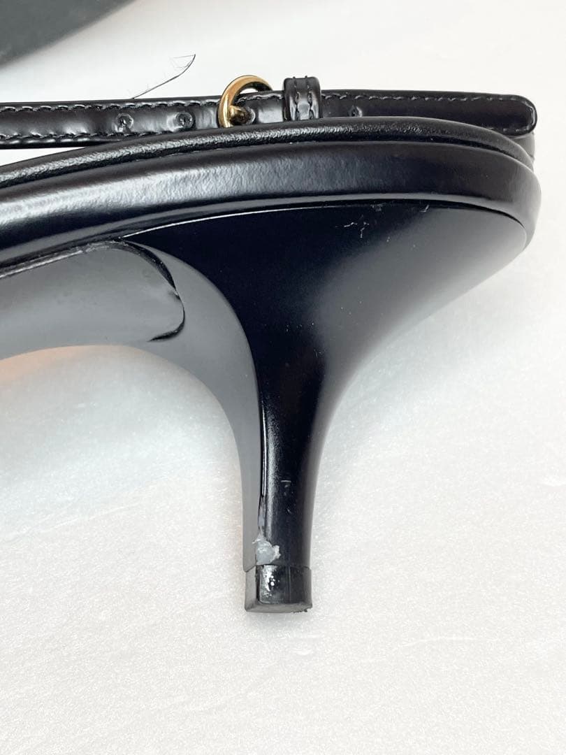 [キズ有り] MiuMiu レザー スリングバック ヒール(38/25cm)