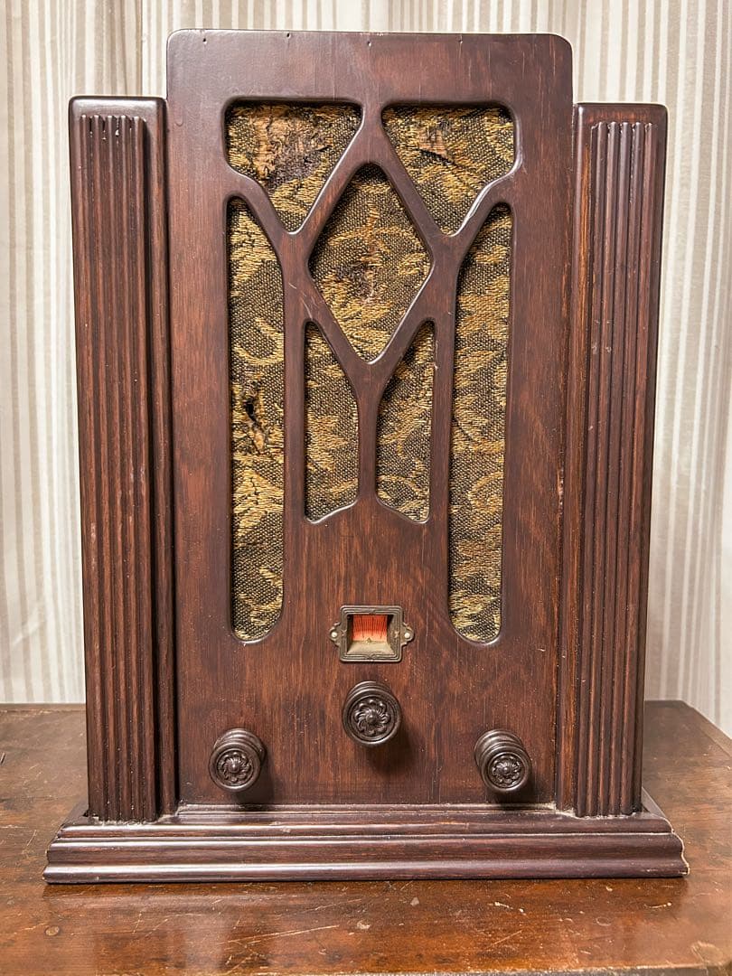 【最終値下・動作品】昭和レトロ　戦前製　メーカー不明　三ペン　真空管ラジオ