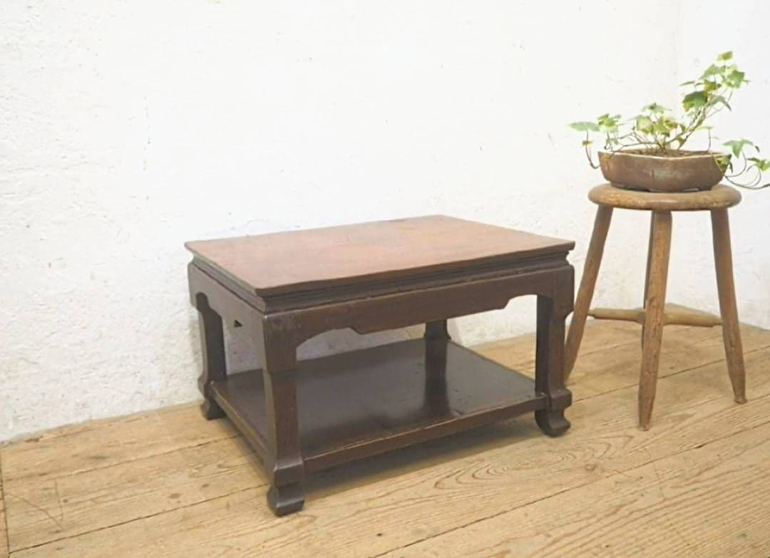 1082 アンティーク　欅のローテーブル　座卓　ちゃぶ台　骨董　レトロ　陳列台