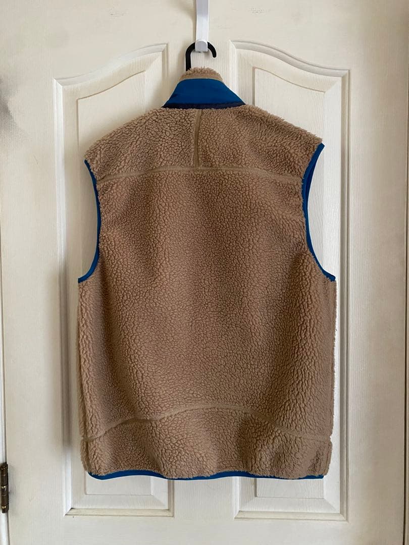 【極美品】レトロx パタゴニア フリース ベスト S ベージュ/青ブルー