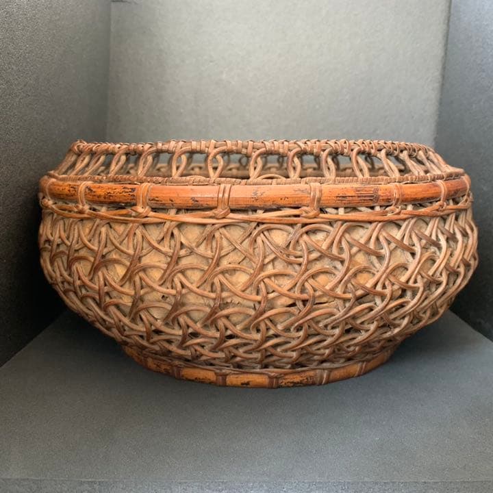 初代　山本(竹龍斎)(竹竜斉)造　輪組 炭斗　茶道具