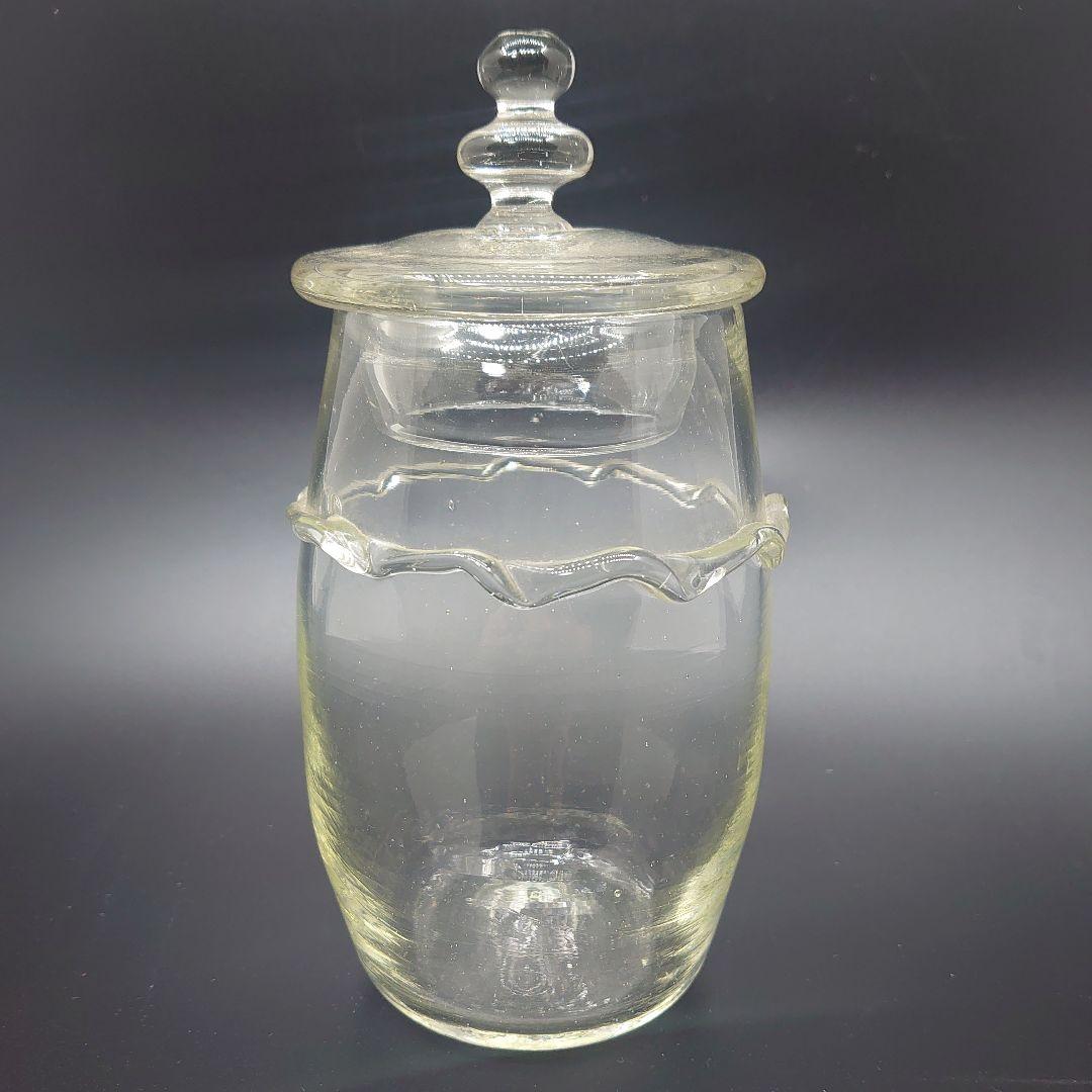 【倉敷ガラス】小谷眞三作 吹きガラス クリア蓋付き瓶