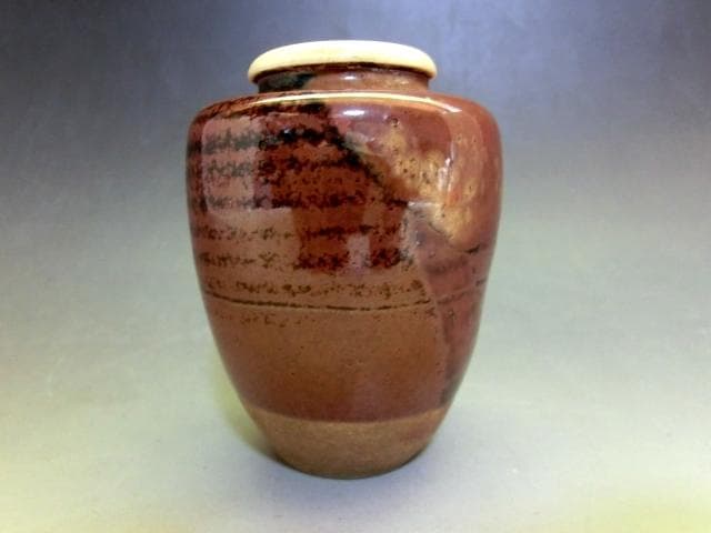 茶入れ■膳所焼き 陽炎園 淡海ぜぜ お茶入れ お茶道具 古美術 時代物 骨董品■