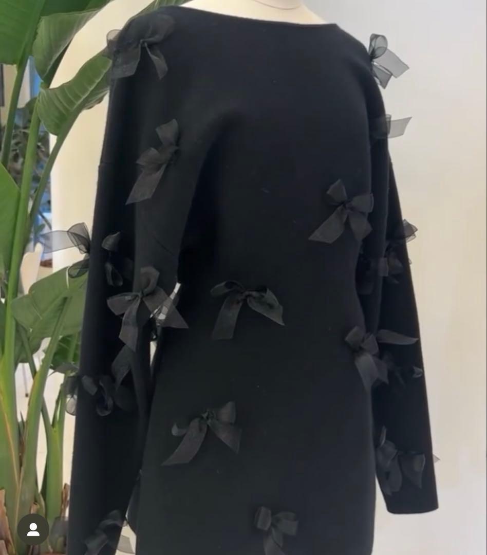 定価約13万円 一瞬で売り切れた MYLAN カシミヤ混ニットドレス リボン付