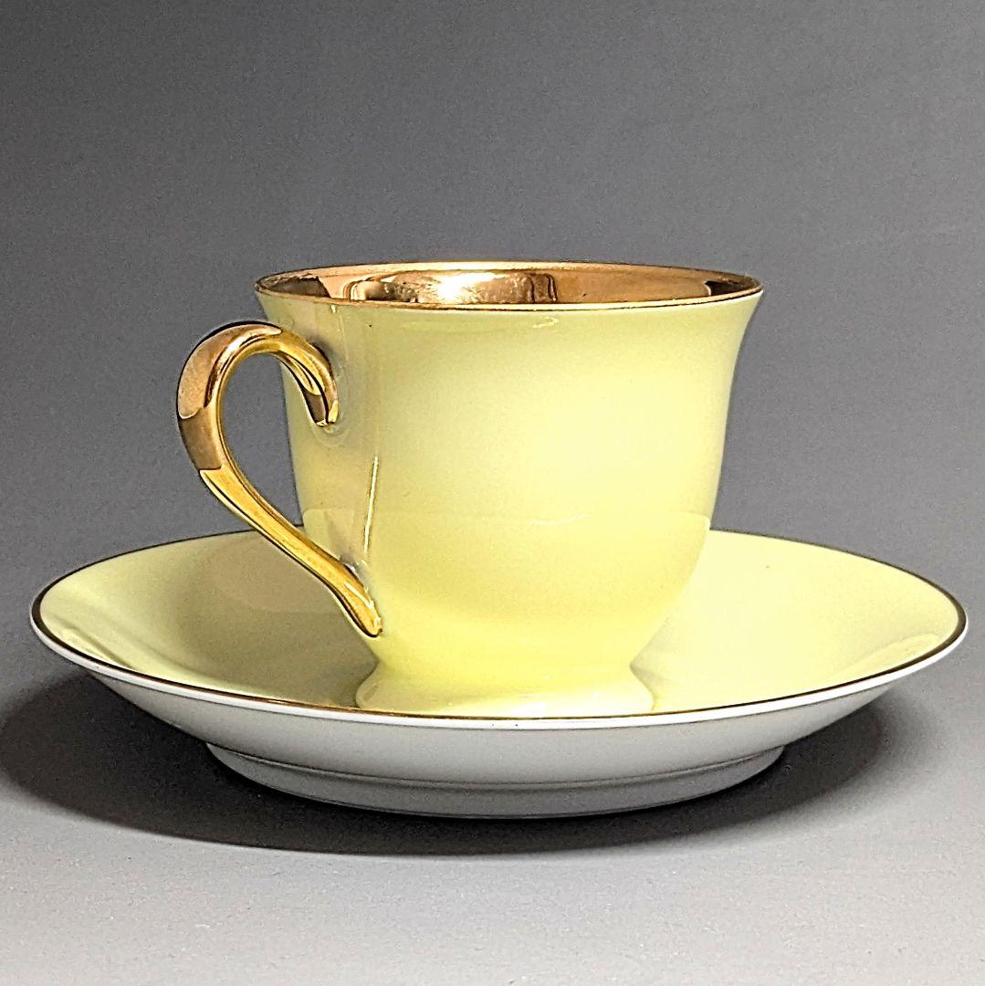 オールドノリタケ 金彩ハーレクインキャビネットカップ&ソーサー マルキ印薄黄色