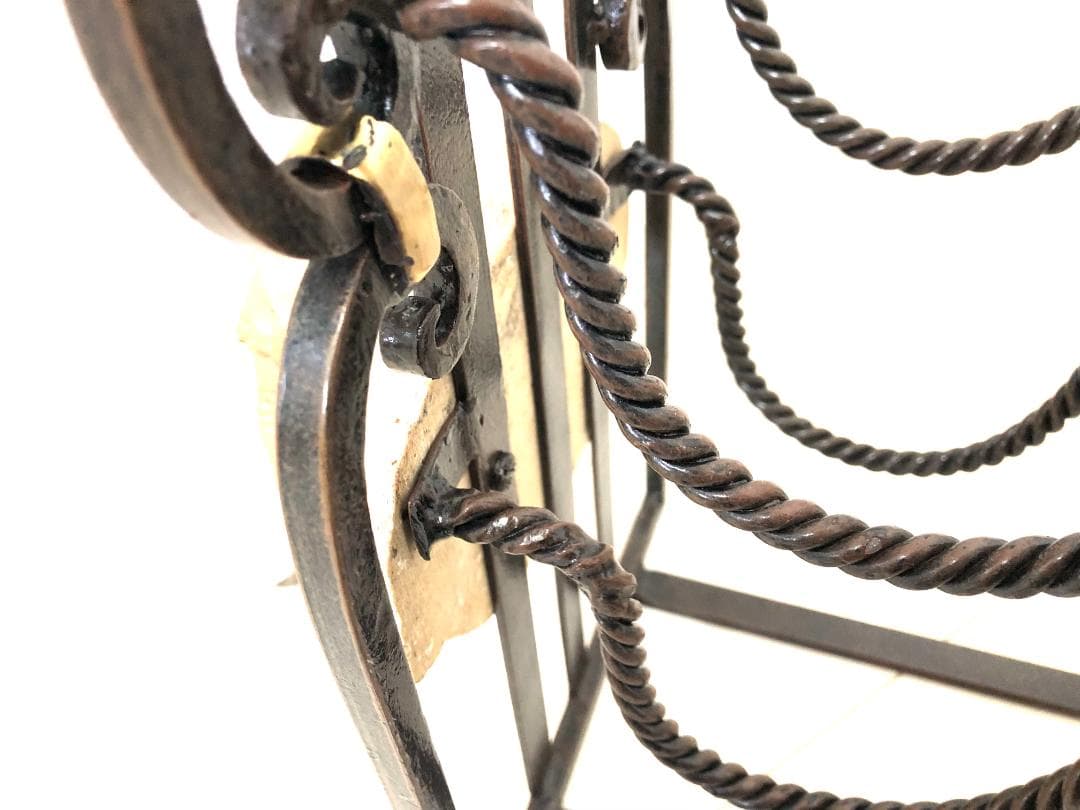 【レア・アンティーク】アイアンラック 石像彫刻 ワインラック 8本収納可 象顔