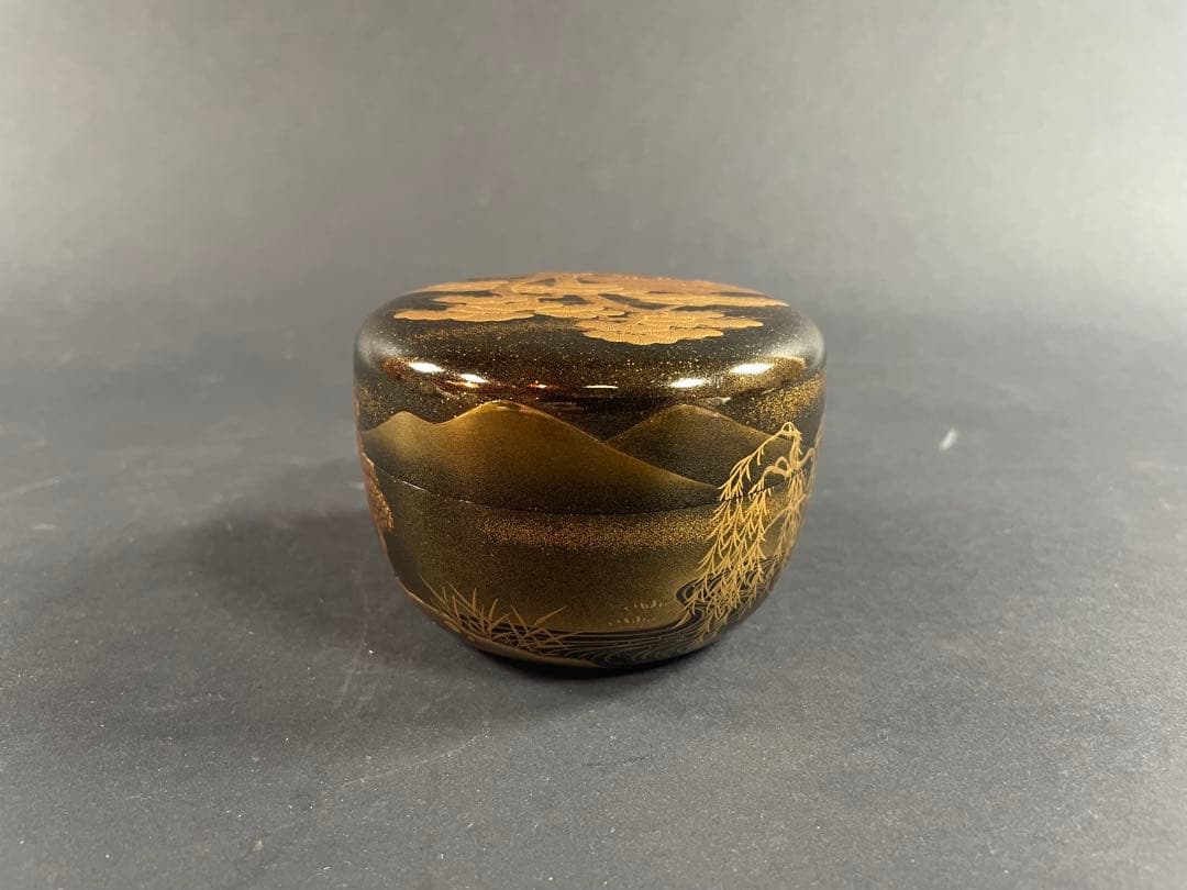 2 最終値下げ　拓也 山水 蒔絵 平棗 漆器 重合 茶道具