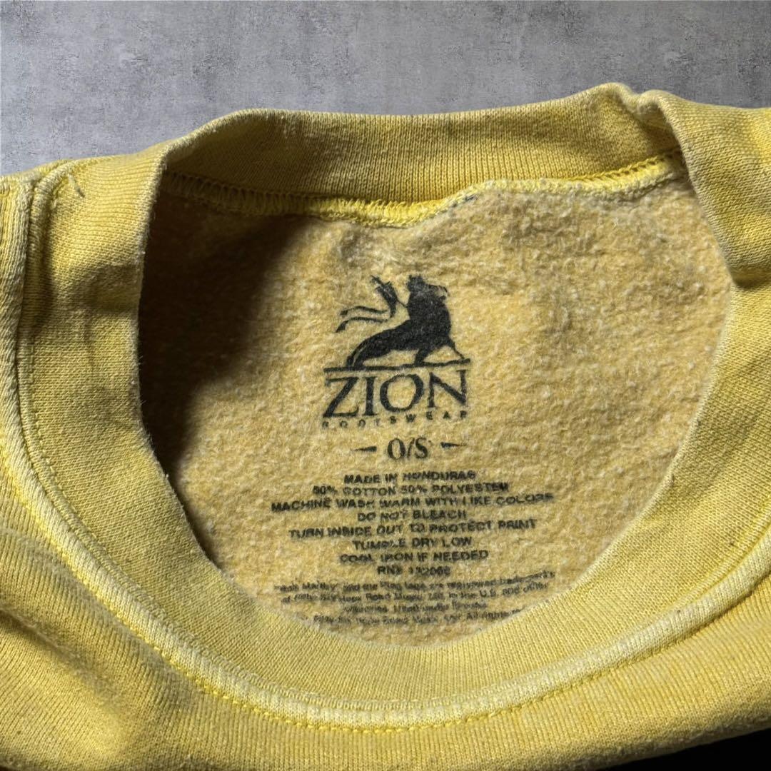 2384古着ZIONボブ・マーリースウェット雰囲気系好デザインマスタードイエロー