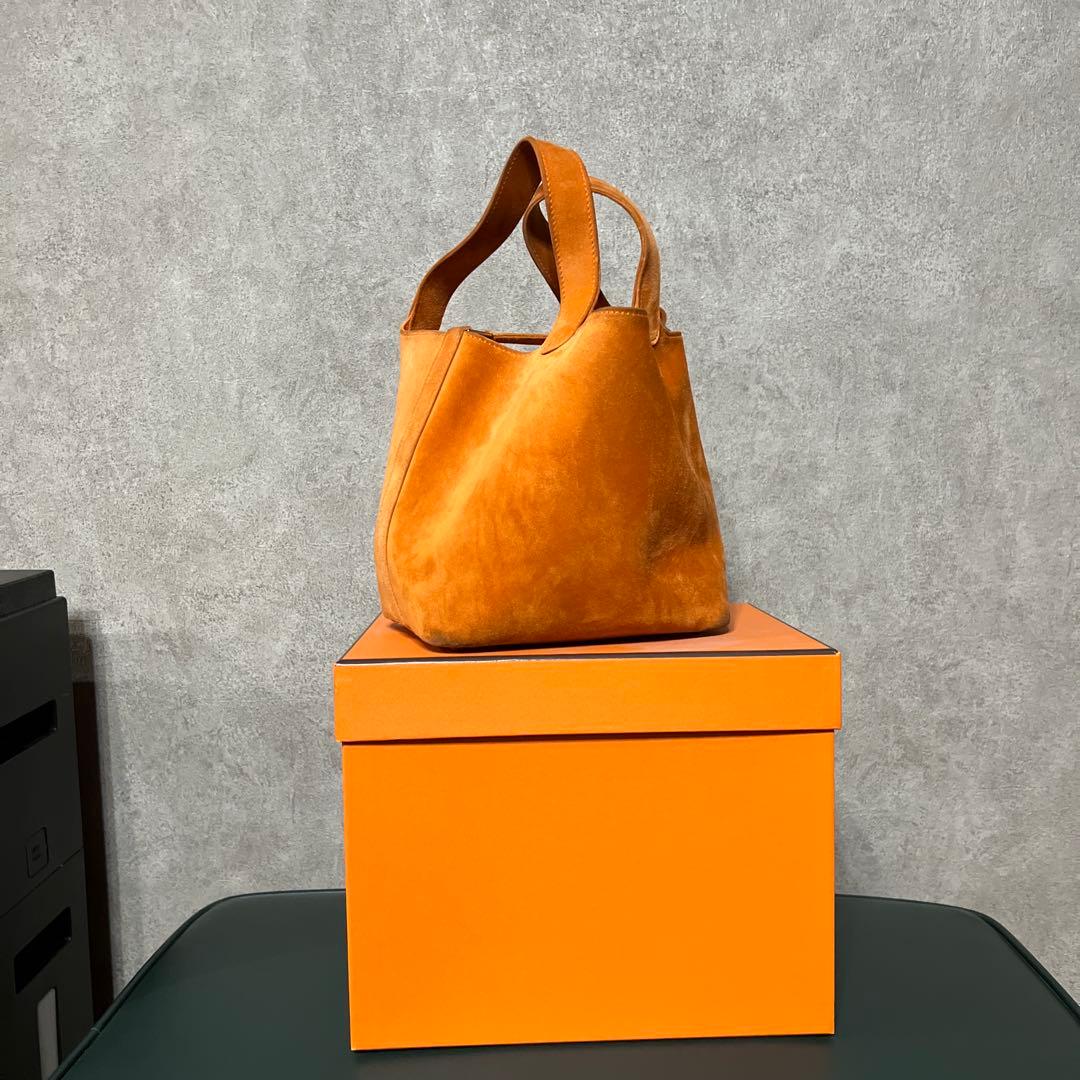 HERMES ピコタン　オレンジ スエード