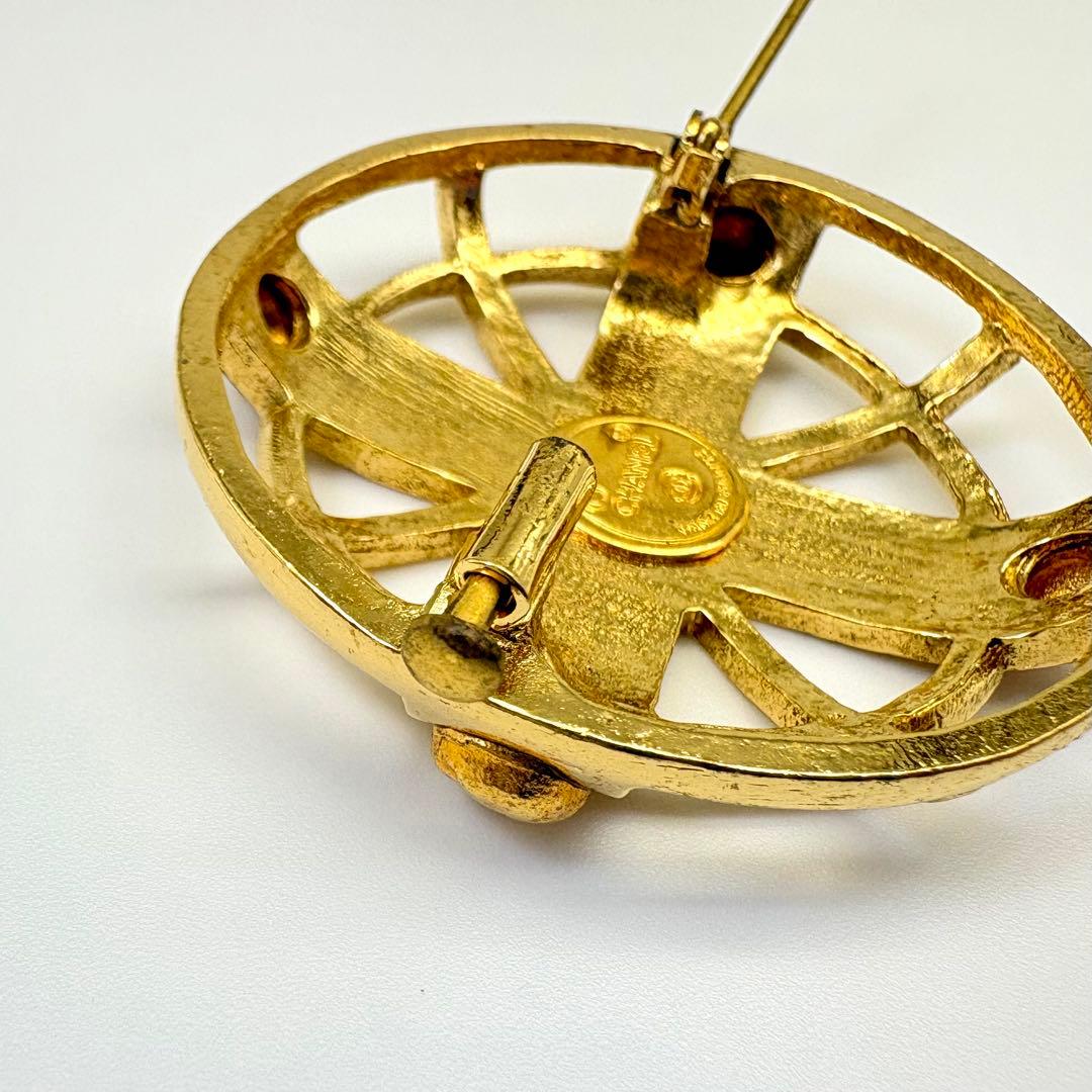 CHANEL シャネル ブローチ クロス ロゴ ヴィンテージ ゴールド
