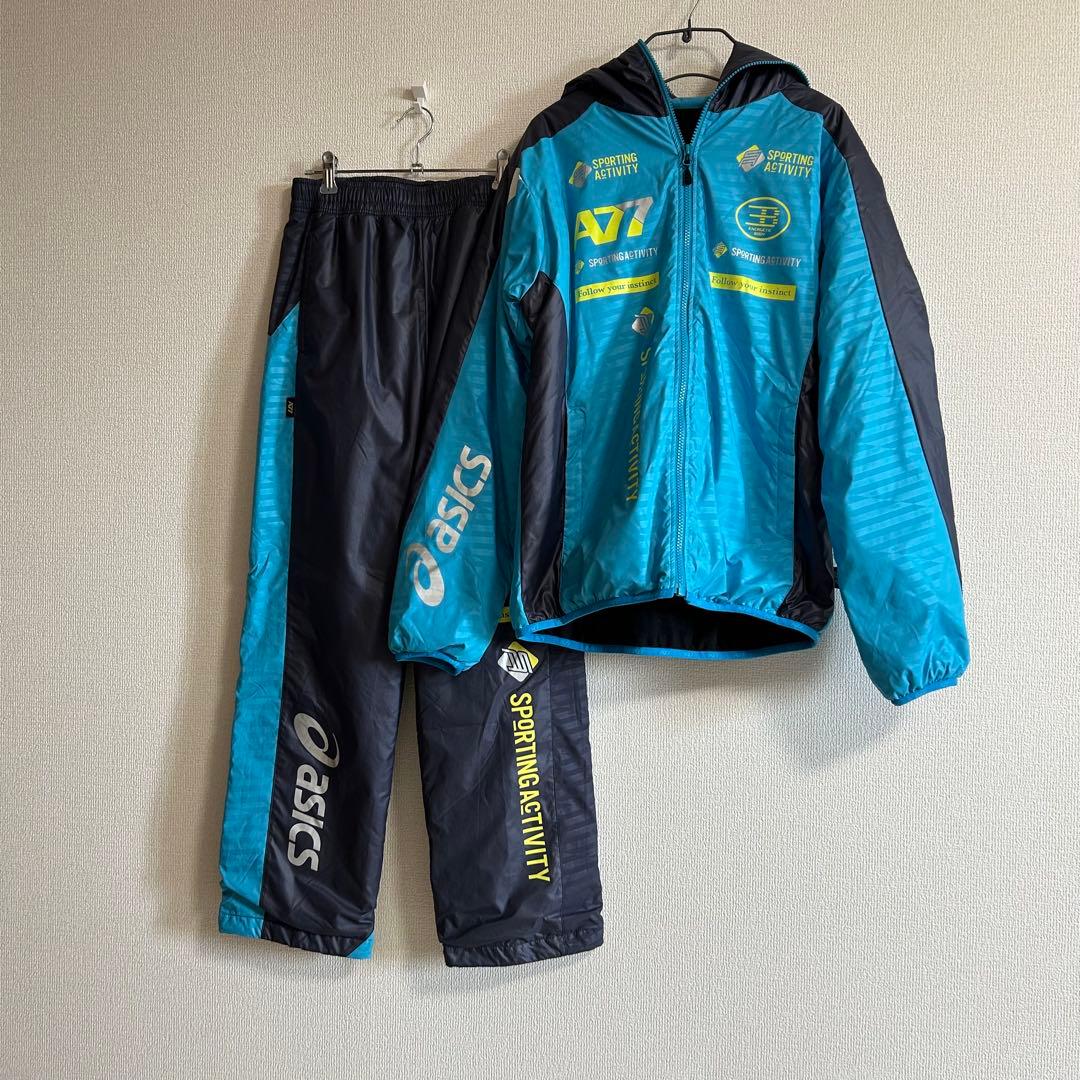asics アシックスA77 ウインドブレーカー上下 セット　上下M 裏起毛