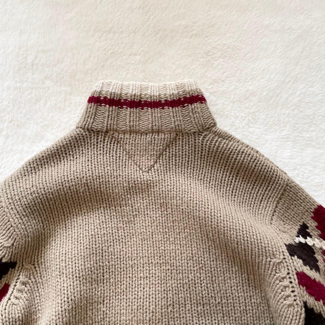 【希少】トミーヒルフィガー　ネイティブ柄　カウチン　ドライバーズニット　L