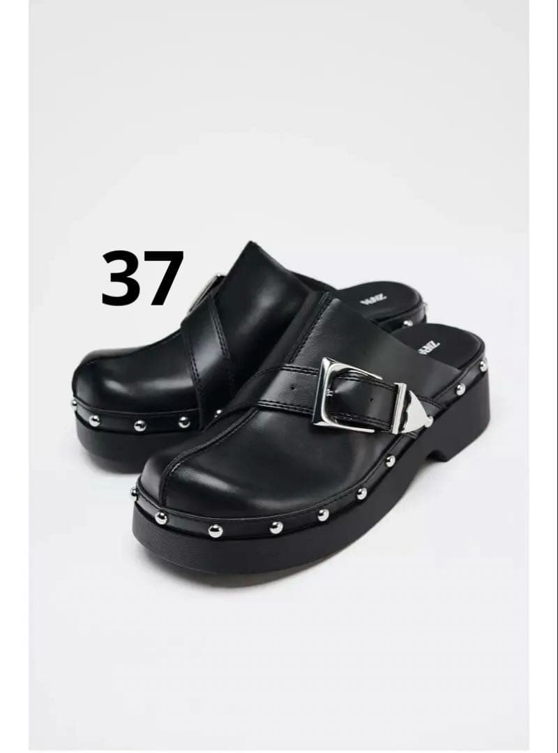 完売品⭐︎ZARA バックルスタッズ付きクロッグ 37（24cm）正規品