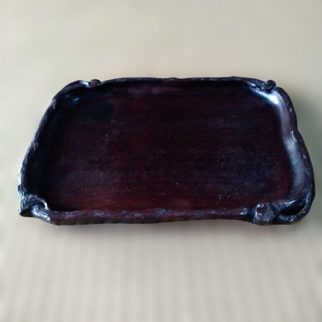 古道具 アンティーク 　木製　お盆　　くり抜き盆　天然木　骨董