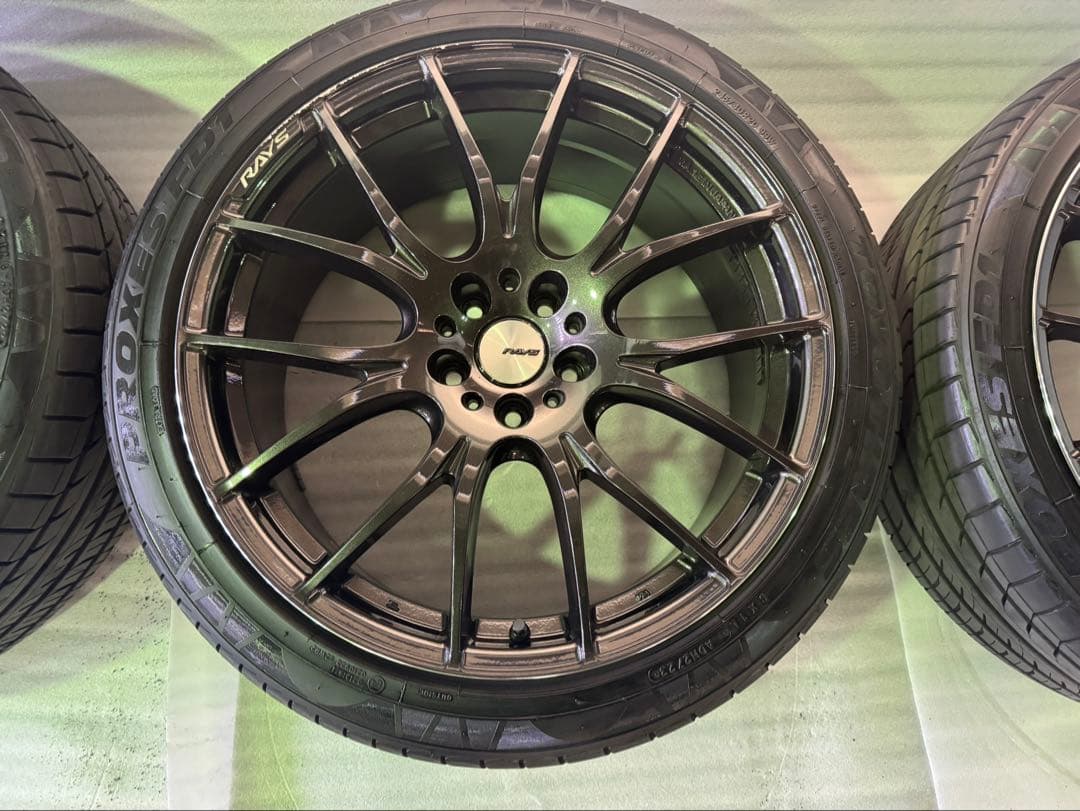 送料込み20インチ ブラック スポークホイールセット Rays ロックナット付き