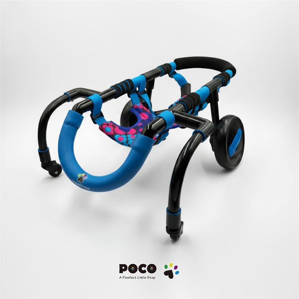 愛犬４輪歩行器【サイズ調整可】×【彩色ブルー】介護・リハビリetc...