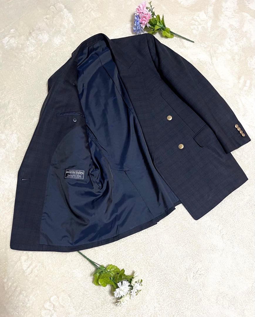 極美品 バーバリー ダブル 紺ブレ 6ボタン 金ボタン ＸL相当 イギリス製