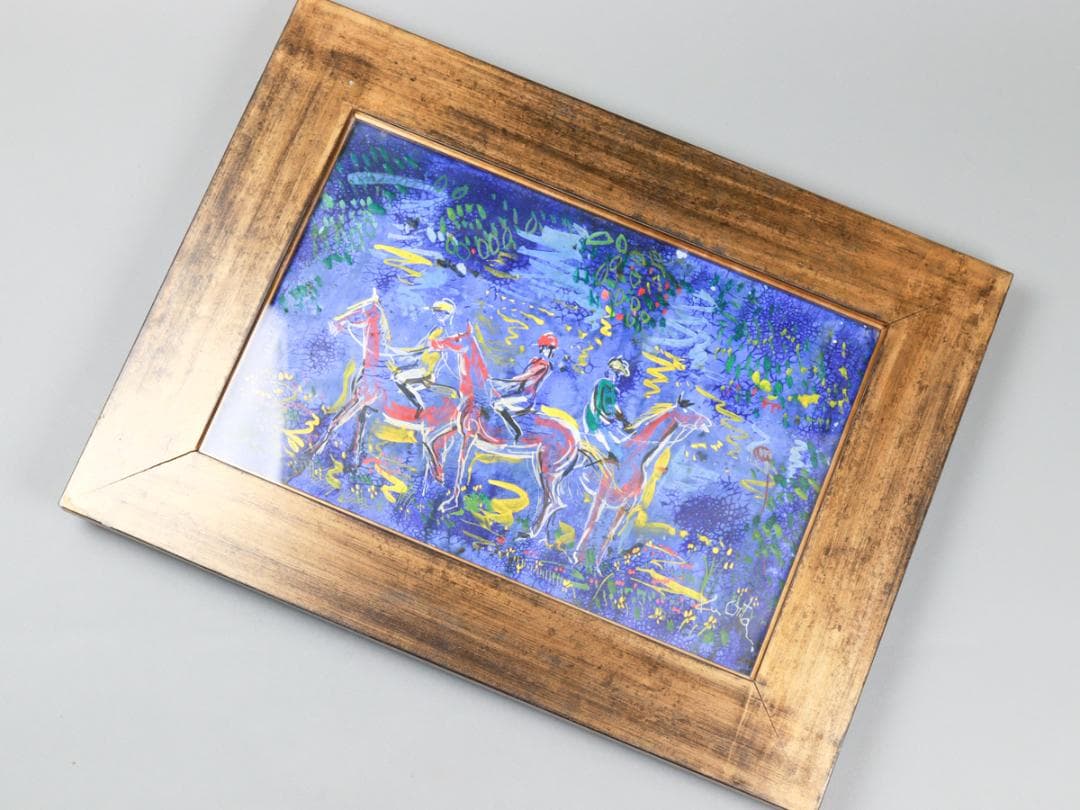 太田國廣 乗馬 蝋画 8号 額装