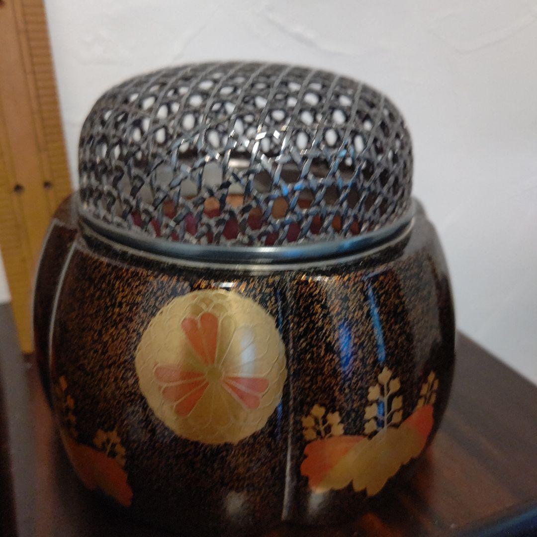 [お値下げ] 香道具 火取り香炉 高台寺蒔絵 銀火屋